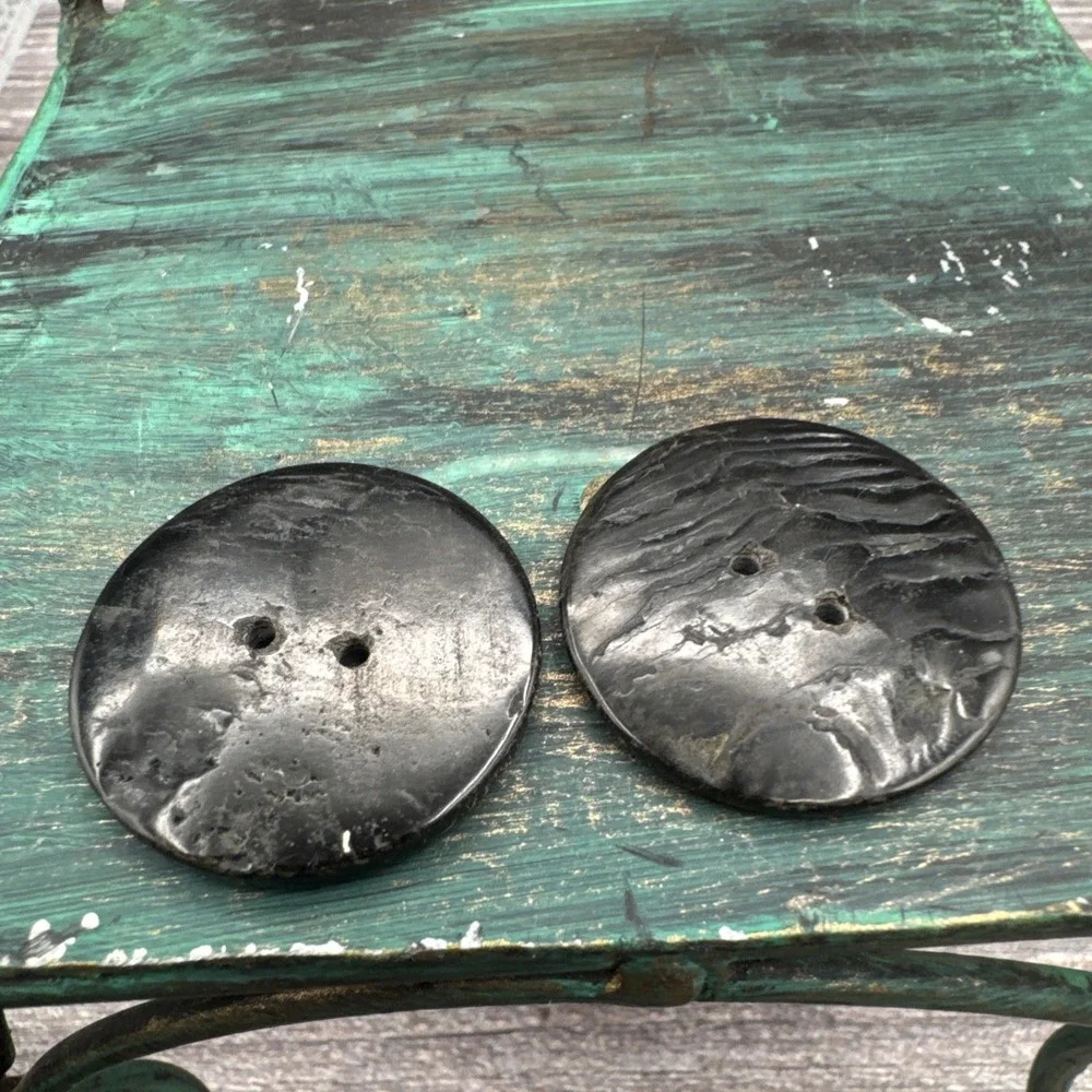 2 Vintage Abalone Shell Round Coat Buttons Sewing Classicore Craft 1950's